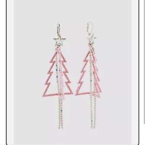 Betsey Johnson Pink Star Christmas Tree Earrings NWT